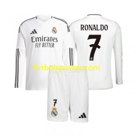 Camiseta Real Madrid Cristiano Ronaldo 7 Niño Primera Equipación 2024/2025 Manga Larga